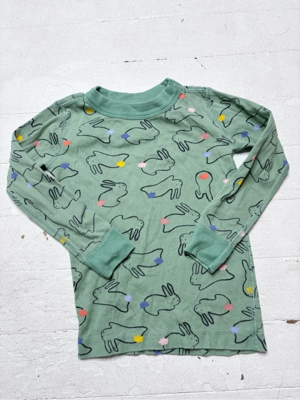 Hanna Andersson Sage Bunny Print Jammies Size 4T GUC